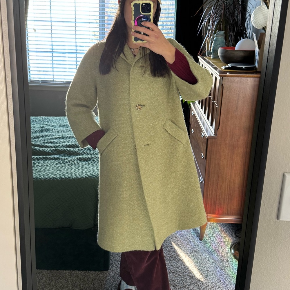 Vintage Sage Green Wool Coat